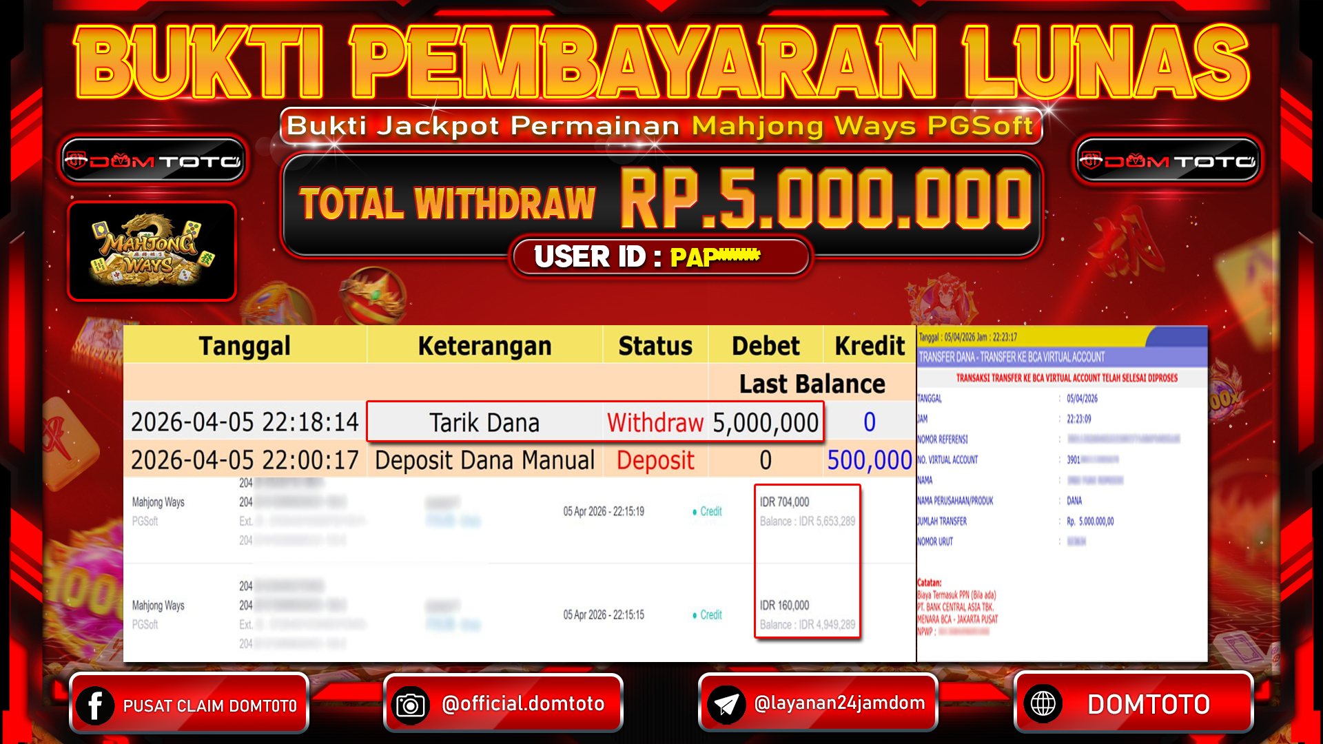JACKPOT SLOT Mahjong Ways PGSoft 05 APRIL 2026